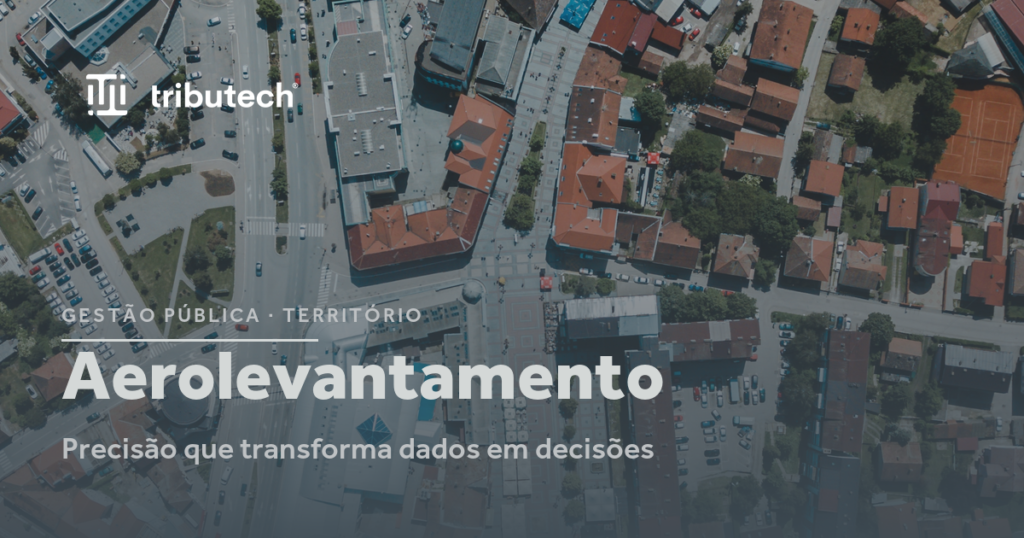 Vista aerea de area urbana usada em aerolevantamento para cadastro e planejamento municipal